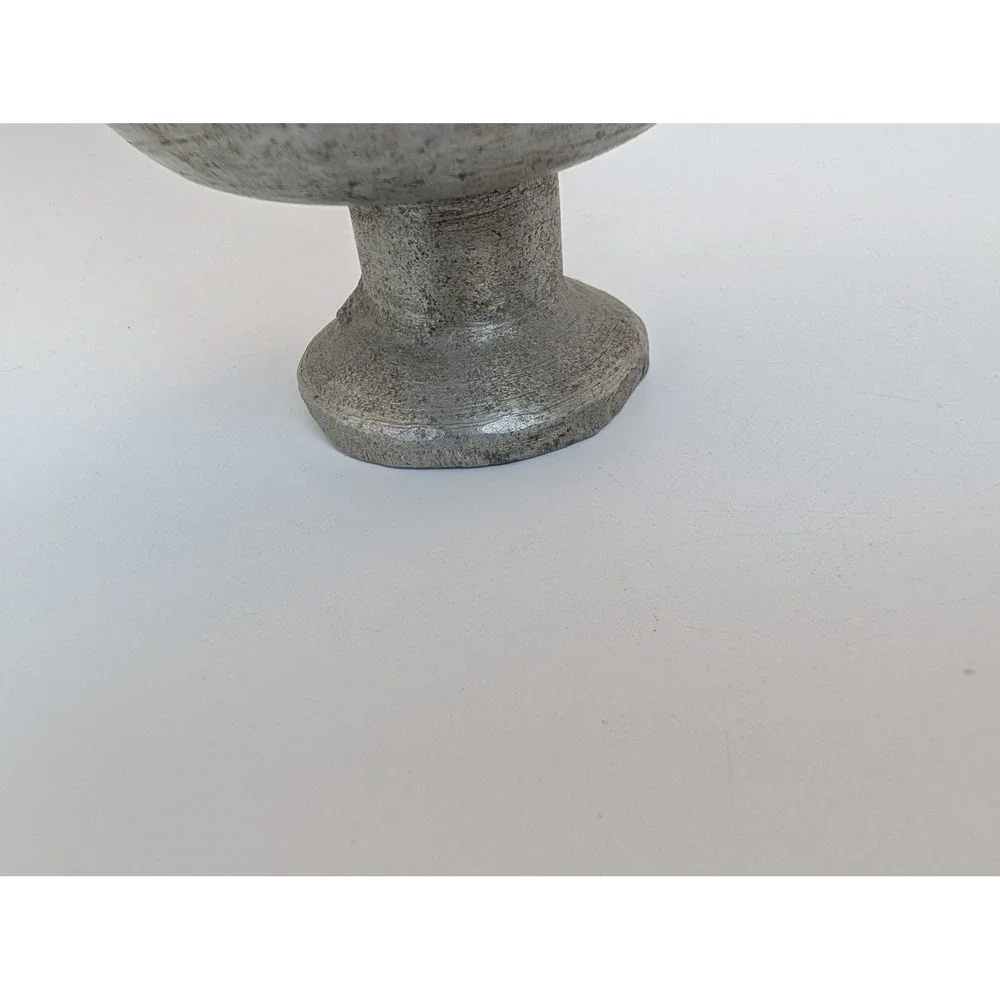 Vintage Cast Aluminum Footed Mortar Pestle Set Silver Rustic Apothecary Kitchen